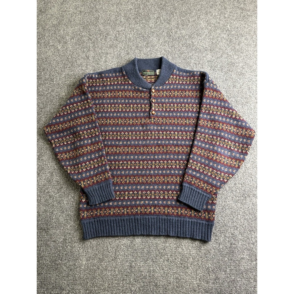 Men's 90s Abercrombie & Fitch Fair Isle Pure New Wool Sweater Scotland, Size L
